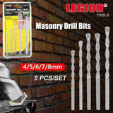 Drill Bits Masonry 5pc 4/5/6/7/8mm