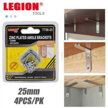 Zinc Plated Angle Brackets 25mm 4pc