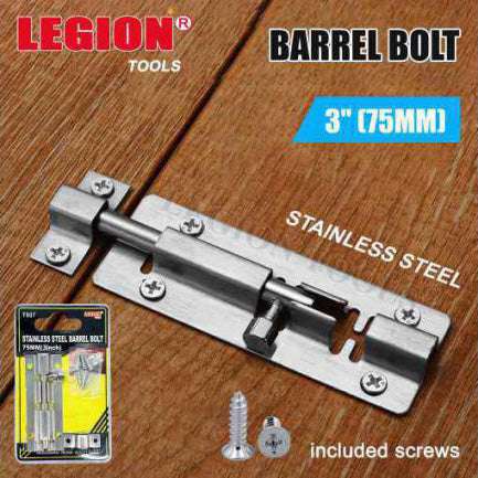 Stainless Steel Barrel Bolt 3" 75mm