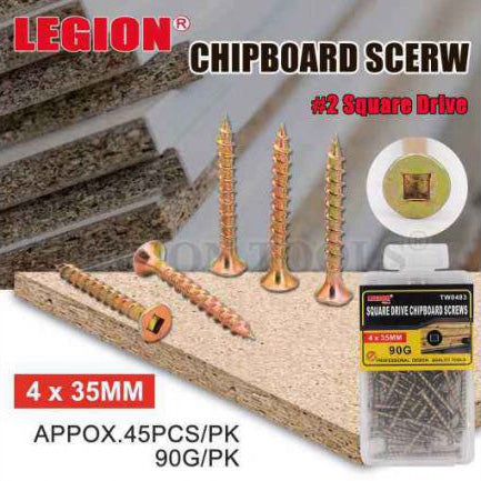 Screws Chipboard Square Drive 4x35mm 90g