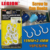 White PVC Coated Cup Hooks 19mm 15pc