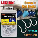 White PVC Coated Cup Hooks 38mm 10pc