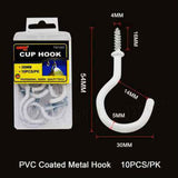 White PVC Coated Cup Hooks 38mm 10pc