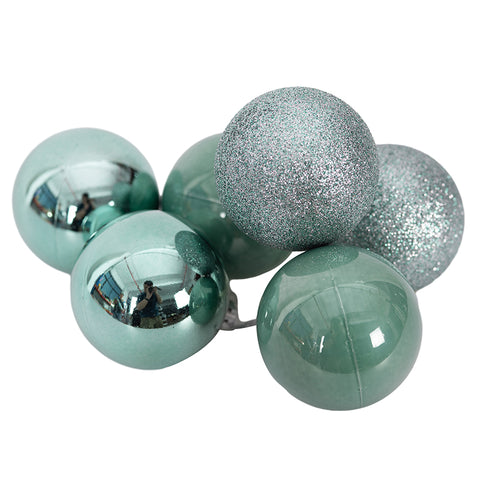 Mint Shatterproof Baubles Set 6x6cm