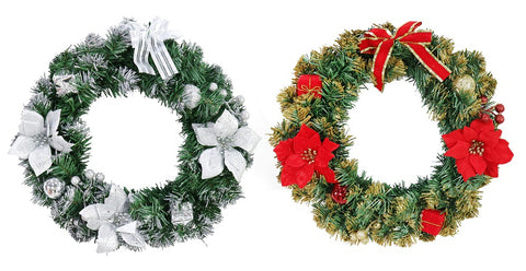 Poinsettia Glitter Wreath 40cm Asst