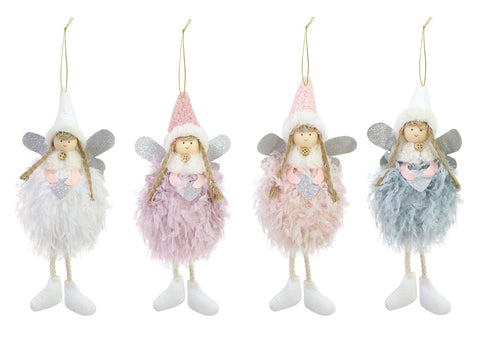 HANGING FAIRY FEATHERY DRESS 25cm Asst