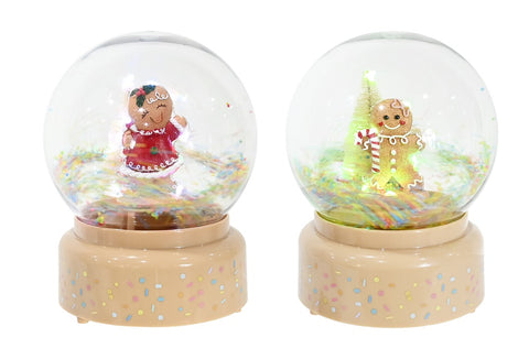 Gingerbread Spin Sprinkles Globe w/Music 18cm Asst