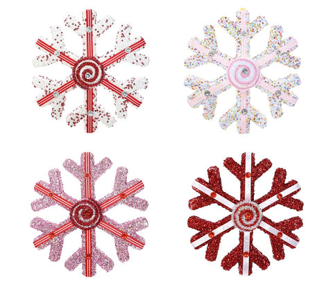 Hanging Foam Sequin Snowflake 24cm Asst