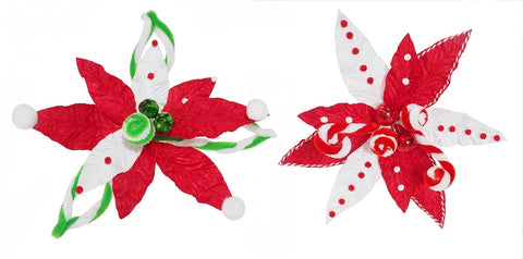 Candycane Bauble Poinsettia Clip Asst