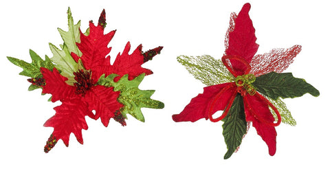 Poinsettia Clip Green-Red Mix  Asst