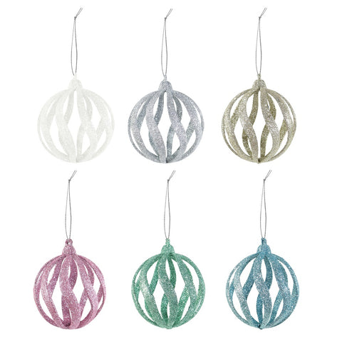 Glitter Swirl Bauble Asst