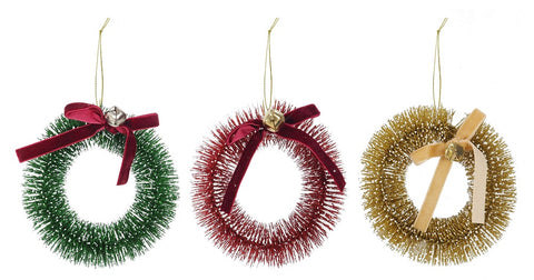 Hanging Bristle Wreath Asst