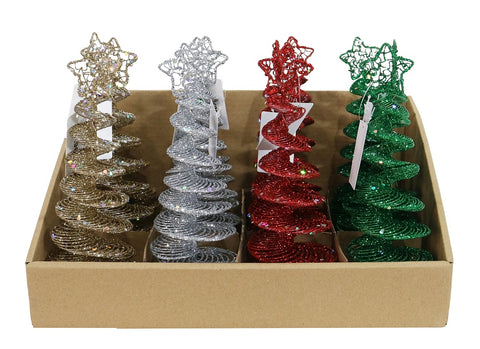 Glitter Wire Spiral Tree 20cm Asst