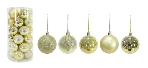 Baubles 60mm 30pk Gold