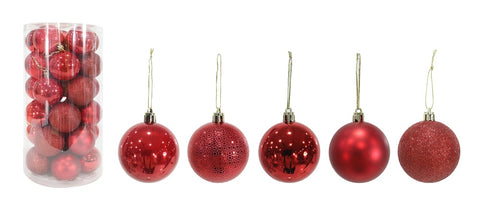 Baubles 60mm 30pk Red