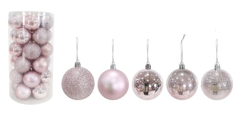 Baubles 60mm 30pk Pink