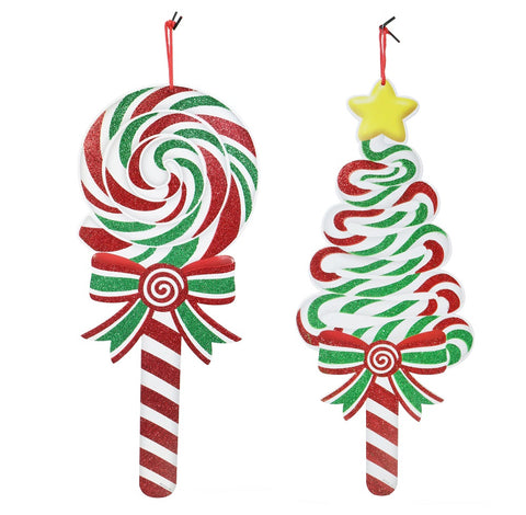 Hanging Candycane Plaque Asst