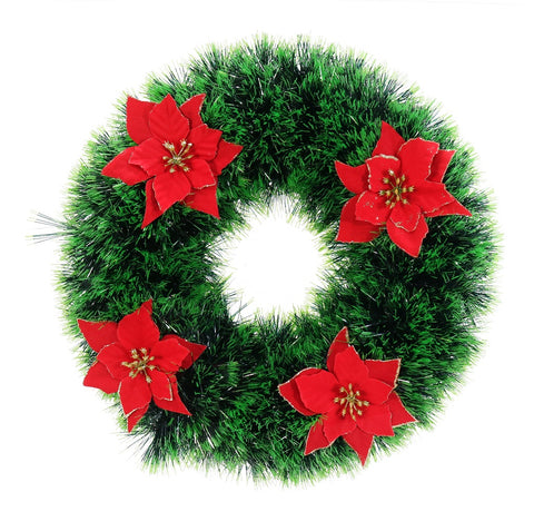 Tinsel Wreath Poinsettia 45cm