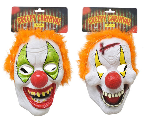 Evil Clown Mask with Hair Asst