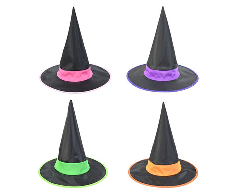 Witch Hat With Colour Band Asst