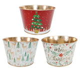 Christmas Metal Bucket 10.5cm Asst