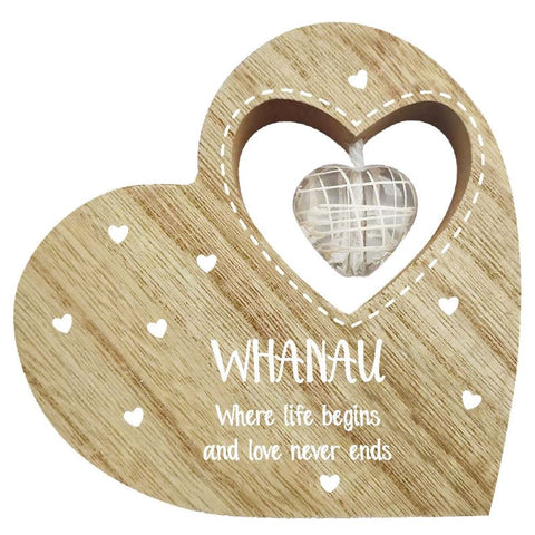 11cm MDF Sitting Heart Whanau