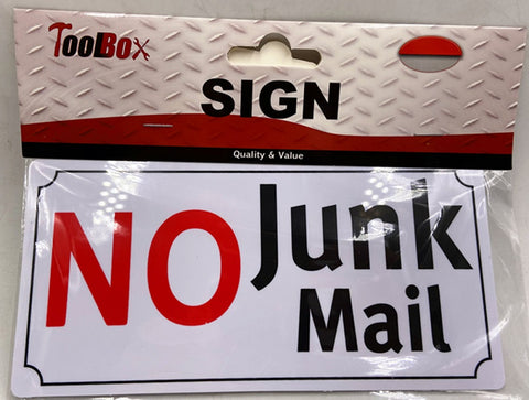 NO JUNK MAIL SIGN 9X19CM