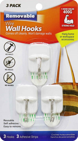 WALL HOOKS REMOVABLE 3PK