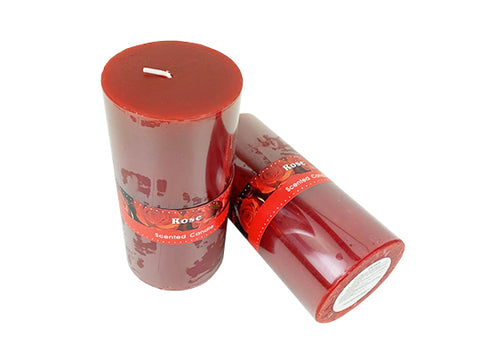 Scented Pillar Candle 7x14cm Red Rose