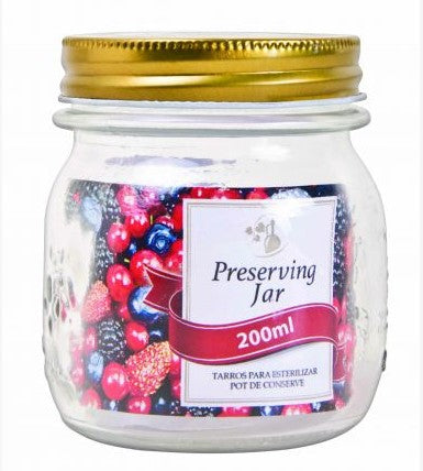 GLASS PRESERVING JAR GOLD LID