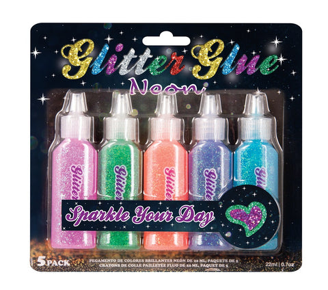 GLITTER GLUE NEON 5PK