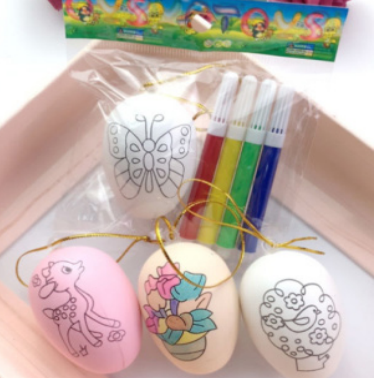 6cm DIY Egg ornament with 4pcs water pen