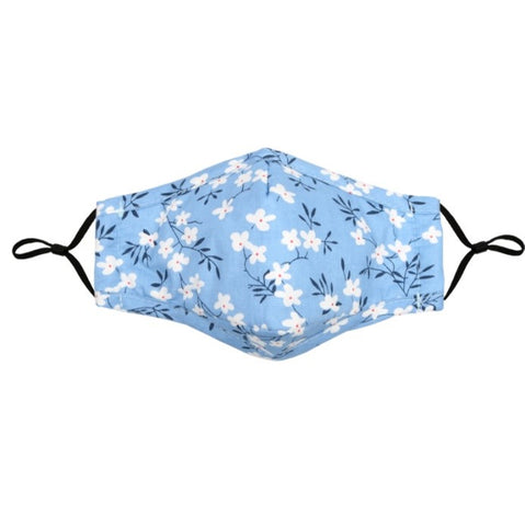 Reusable Face Mask Kids Blue Flowers